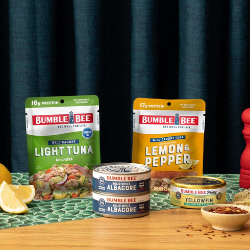 Bumble Bee Lemon & Pepper Seasoned Tuna, 2.5 oz Pouch - Ready to Eat - Wild Caught Tuna Packet - 17g Protein per Serving - Gluten Free...