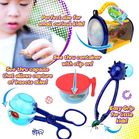 JA-RU Critter Cage Bug Catcher for Kids Habitat Kit (1 Set) Great Garden Outdoor Explorer Bug Toy Box with Tools I Insects Catcher with Tool Set K...