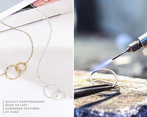 HOPE LOVE SHINE New Mom Necklace – Pregnancy Gift for Expecting Mom, First Time Mom Jewelry – Sterling Silver/Gold Double Circle Pendant with Gift...