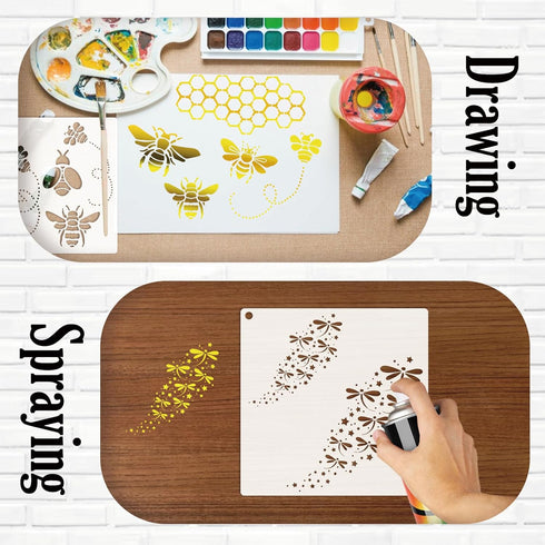 Butterfly Stencils for Painting on Wood, Dragonfly Bee Stencils for Crafts Reusable Wood Burning Drawing Art Paint Stencils and Patterns for Wall ...