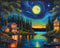 Posterizer 1 pcs- quaint old village-building in nature-night sky 6-Landscape & Nature Art-Floral Botanical Art- Decor for Home & Office- unframed...
