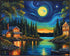 Posterizer 1 pcs- quaint old village-building in nature-night sky 6-Landscape & Nature Art-Floral Botanical Art- Decor for Home & Office- unframed...