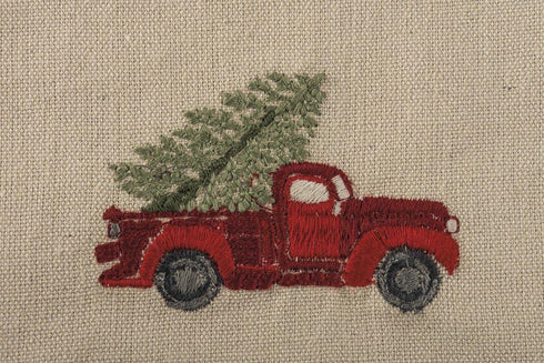 Primitives by Kathy Stitch Art Dinner Napkins Set, Truck with Christmas Tree...