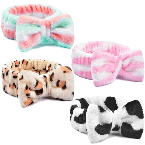 IKOCO Makeup Headband, 4Pcs Spa Headband for Washing Face, Soft Bow Skincare Headbands for Women Girls...