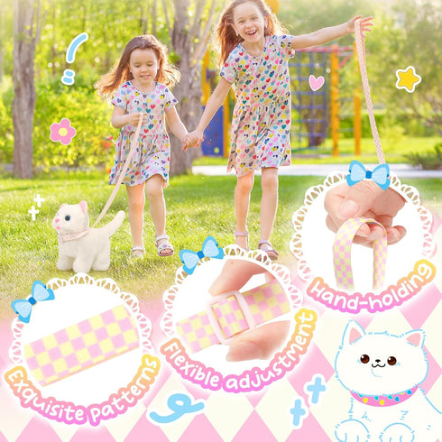 Tagitary Plush Toys Electronic Toy Cat That Walking and Meowing,Tail Wagging Interactive Toy Cat for Kids with Leash,Easter Christmas Birthday Gif...