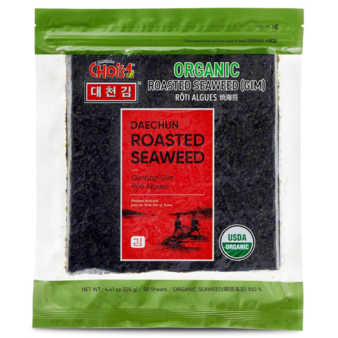 CHOI's 1 Organic Roasted Seaweed, Gim, Sushi Nori/ (50 full sheets)/ Product of Korea/ Gold Grade- Vegan, Keto, Gluten Free, Full of Fiber, Vitami...