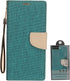 for LG K51, LG Reflect (LM-K500) - Denim Fabric Wallet Phone Case - CT5 Gray/Navy Blue...
