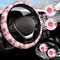Cute Strawberry Steering Wheel Cover Anti-Slip and Practical 14.5-15 Inch Universal Steering Wheel Cover with 2 Pieces Car Coasters Suitable for M...