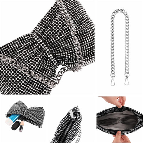 Ayliss Women Rhinestone Handbag Clutch Crystal Mini Bowknot Evening Purse Bag Top Handle Shoulder Party Bag Pouch Chain...