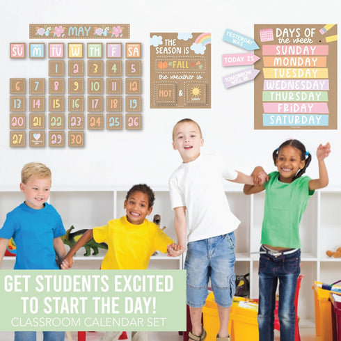 Rustic Classroom Calendar Set Bulletin Board - Bulletin Board Calendar For Classroom Elementary, Teacher Calendar Bulletin Board Sets, Preschool C...