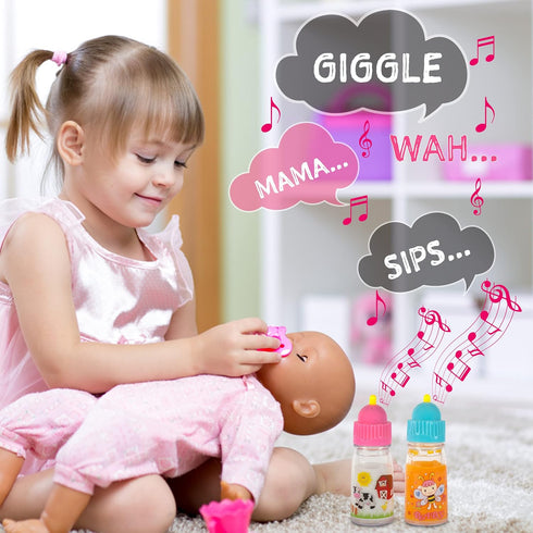 My Sweet Baby Disappearing Doll Feeding Set® | Talking Magic Bottles with Squeaking Tips. Sips and Giggles - Include 2 Doll Bottles with Disappear...