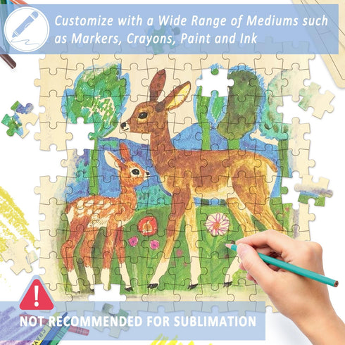 100 Blank Wooden Puzzle Pieces, Unfinished Freeform Jigsaw Puzzle Pieces for Crafts & DIY, Each Piece is 1.8x1.3 Inches to Draw on, Natural Wood P...
