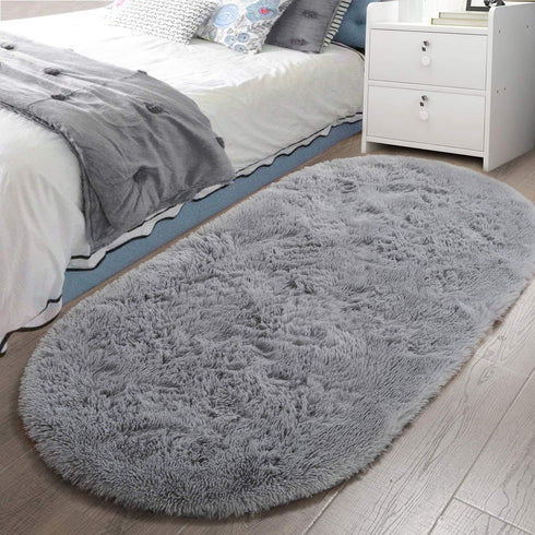 LOCHAS Fluffy Bedroom Rug 2.6' x 5.3', Shaggy Area Rug for Bedroom Bedside, Soft Oval Throw Rugs Carpet for Living Room Kids Girls Home Decor...