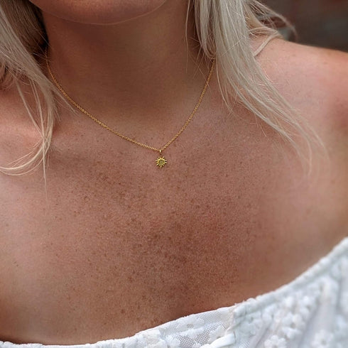 LEMON GRASS Dainty Sun Necklace Moonstone Pendant | Delicate Gold Sun Choker 14 Inch with 2'' Extender | Minimalist Everyday Wear Jewelry Gift...