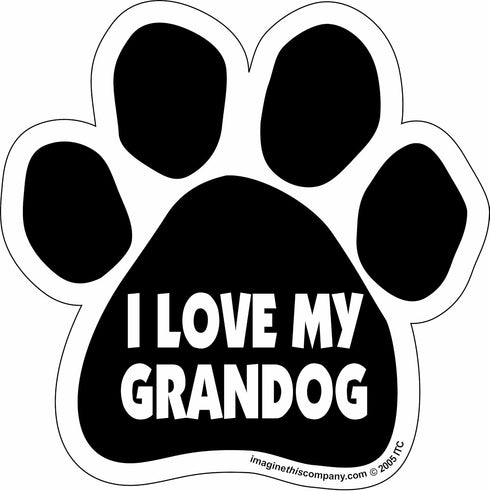 Car Magnet-Paw-I love my Grandog- 5.5" x 5.5"...