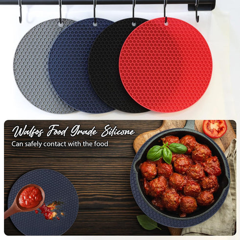Joyhalo Trivets for Hot Dishes - Hot Pads for Kitchen, Silicone Pot Holders for Hot Pots and Pans, Silicone Mats for Kitchen Countertops, Table, F...
