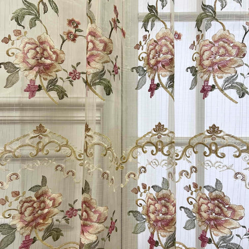 Luxury Embroidered Sheer Curtain for Living Room 84 inch Length Custom Romantic Elegant Luxurious Delicate Embroidery Drape Window Dressing Sheer ...