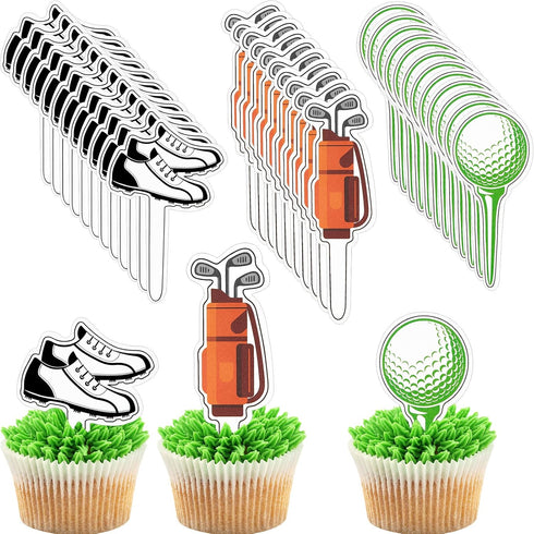 Golf Theme Cupcake Toppers Golf Shoe Cupcake Picks Golf Bag Toothpicks Golf Ball Birthday Cake Decorations for Baby Shower Party Favors Supplies (...