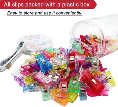 BamLue 100 Pack-Upgrade Handy Holding Easier Sewing Clips Multicolor for Sewing Craft Clamps,Crafting,Crochet and Knitting,All Purpose for Quiltin...