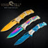 Pocket Knife for Men, Folding Knife With Clip & 3D TITANIUM PLATED WOLF Relief, Embossed Edc Knife For Men Outdoor Survival Camping Hiking hunting...