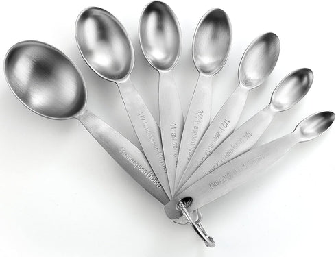 Spring Chef Stainless Steel Measuring Spoons Set of 7, Oval Metal Teaspoon & Tablespoon Measuring Spoons - Nesting Kitchen Gadgets For Baking & Co...