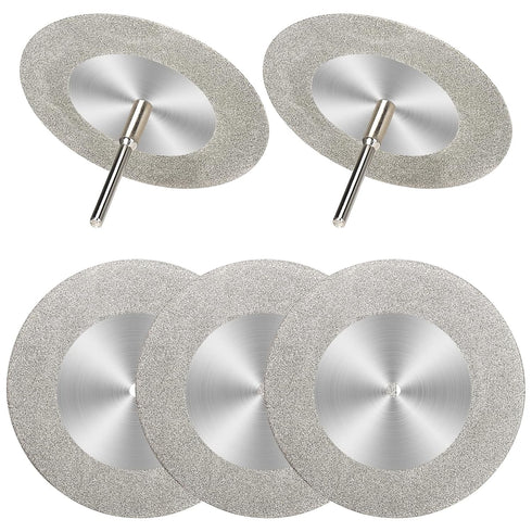 5Pcs 60mm Diamond Cutting Disc Cut Off Wheels with 5Pcs Mandrel 1/8'' Shank Stone Blade for Rotary Tool Drill Attachment Cutting Discs Polishing G...