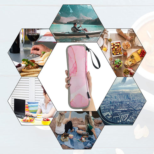 Cosmos Reusable Portable Travel Tableware Carrying Bag Storage Case Cutlery Flatware Organziers for Straw Spoon Fork Chopsticks Utensil Holder (Ma...