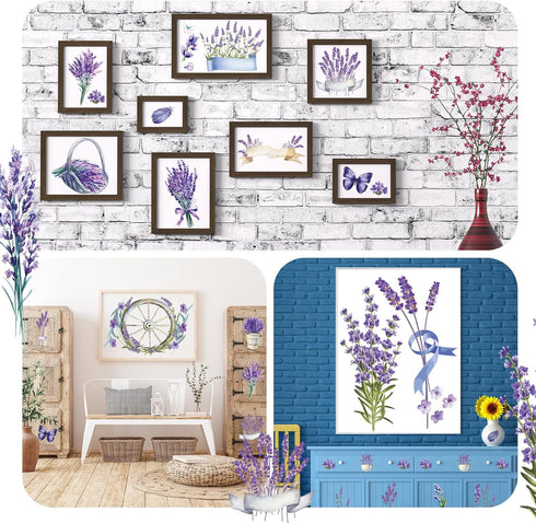 BBTO 12 Sheets Rub on Transfers for Crafts and Furniture Rub on Transfer Stickers Rub on Decals for Wood DIY Paper Home Decor, 5.5 x 5.7 Inch(Lave...