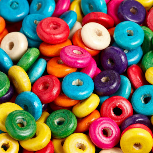 1000 Multicolor Round Rondelle Disc Wood Beads 10mm x 4mm with 3.2mm Hole...