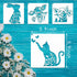 15Pcs Flower Animal Stencils for Painting On Wood Floral Nature Farmhouse Paint Stencil Dog Cat Bear Cow Bunny Reusable Embroidery Stencils for Dr...