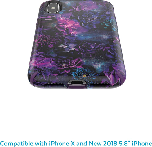 Speck Products Presidio Inked iPhone Xs/iPhone X Case, GalaxyFloral/Cala Purple...