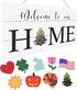 Door Sign Seasonal - Rustic Wood Door Hanging Holiday Sign - Welcome Sign for Front Door Porch - 9 Changeable Pieces Halloween, Christmas, Thanksg...