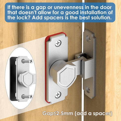 90 Degree Flip Barn Door Lock, Sturdy 304 Stainless Steel Gate Latch, Home Security Sliding Door Lock Best for Barn, Bathroom, Bedroom, Cabinet, G...
