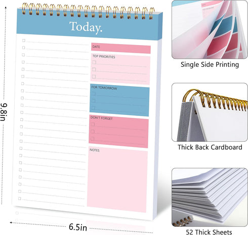 To Do List Notepad - Daily Planner Notepad Undated 52 Sheets Tear Off, 6.5" x 9.8" Checklist Productivity Organizer with Hourly Schedule for Tasks...