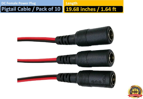 DC Power Plug Pigtail Cable (XLR, 19.68 inches, Pack of 10) for Laptop, Power Bank, Camera...