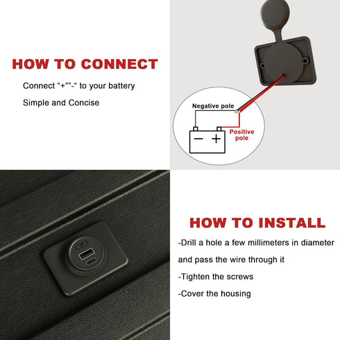 12 Volt USB Outlet Power Socket, DAMAVO YM1288 Cigarette Lighter Socket Car Charger USB Port for Car, Bus, RV, Boat, Automotive Marine ATV Truck G...