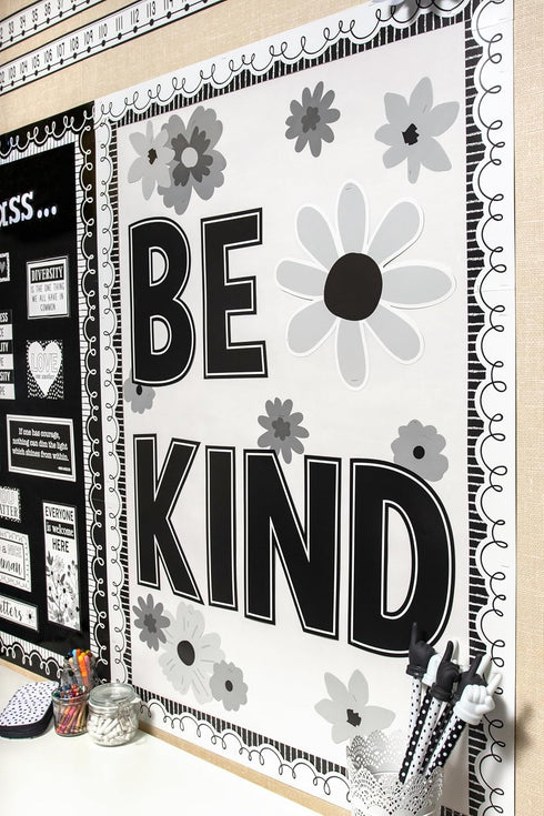 Teacher Created Resources Black and White Floral Be Kind Bulletin Board (TCR6801)...