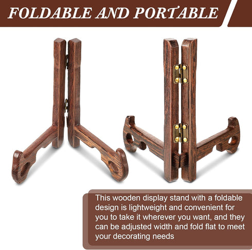 2 Pieces Wooden Display Stand Plate Holder Wooden Easel Plate Stand Picture Frame Holder for Display Plates Photos Home Birthday Party Wedding Dec...
