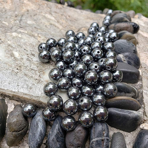 99Pcs 8mm Black Hematite Beads for Jewelry Making Natural Gemstone Round Loose Stone Spacer Beads Supplies Accessories for Bracelet Necklace with ...
