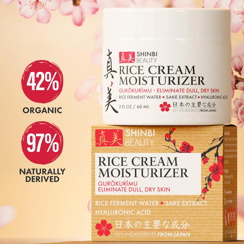 Japanese Skincare Moisturizer for Face - Rice Cream With Rice Ferment + Sake Extract - J Beauty Natural Asian Skincare Products 2oz...