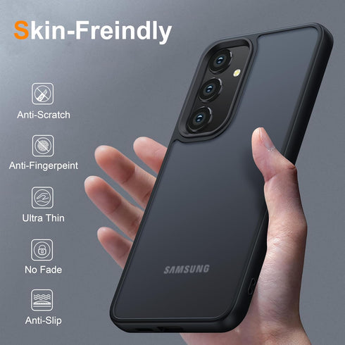 Oterkin Samsung Galaxy A35 5G Case (Black, Nanoscale Electroplating Coating), Includes 9H HD Screen Protectors, Military Grade Protection, Translu...