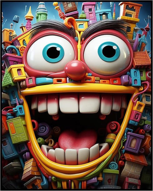 Posterizer 1 pcs-smiling robotic friend made out of lego blocks-Abstract & Modern Art-Fantasy & Fiction Art-Gift for Art Lovers-Decor for Home & O...