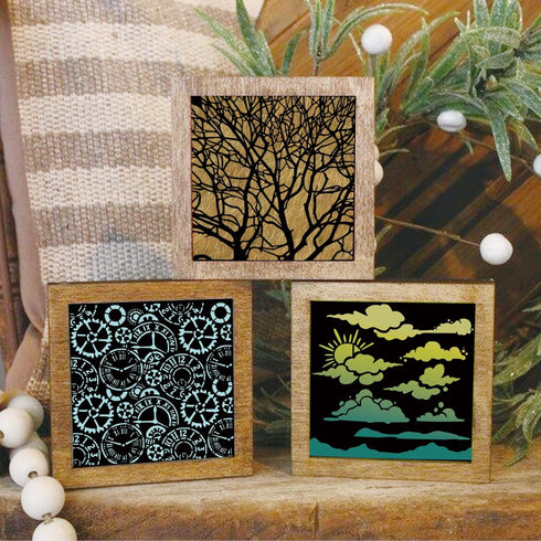 Stencils for Crafts, Circle Dots Layering Stencils Mixed Media Texture Circular Brick Stencils for Painting on Wood,Reusable Wood Burning Art Sten...