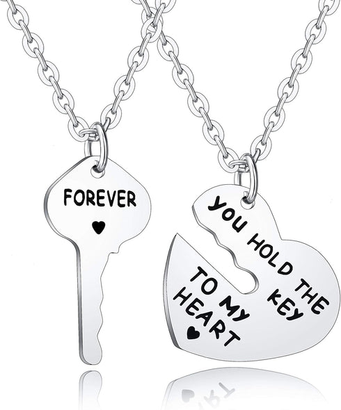 Set of 2 You Hold The Key To My Heart Forever Matching Pendant Necklace...