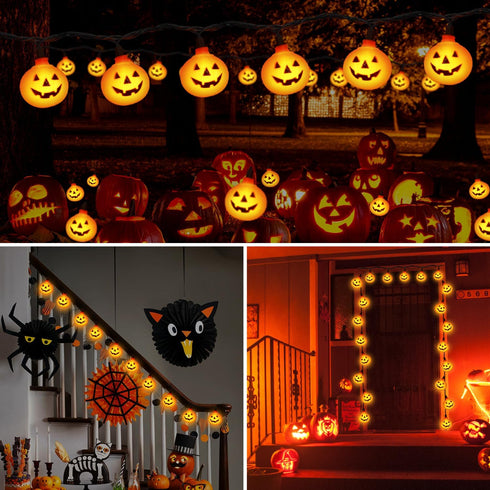 Pumpkin Halloween Decorations Lights, 8.5FT Pumpkin String Lights with 10 LED Waterproof Orange Jack-O-Lantern Lights for Outdoor Indoor Home, Hal...