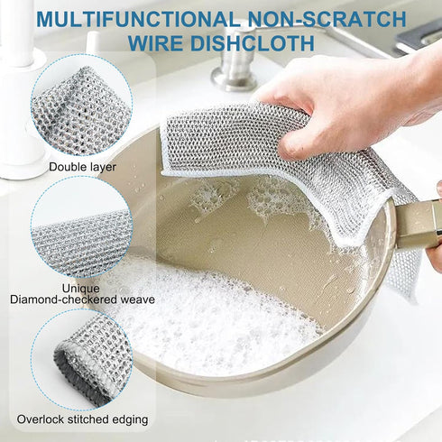 Multifunctional Non-Scratch Wire Dishcloth,Multipurpose Wire Dishwashing Rags for Wet and Dry, Steel Wire Dish Towel,Scrubs & Cleans for Dishes,St...