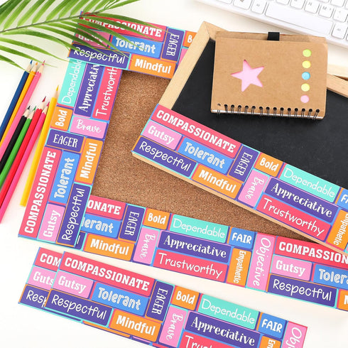 60 Pcs 59 Feet Positive Words Bulletin Board Borders Motivational Bulletin Board Paper Teachers Chalk It Up Calendar Trimmer Border for Bulletin B...