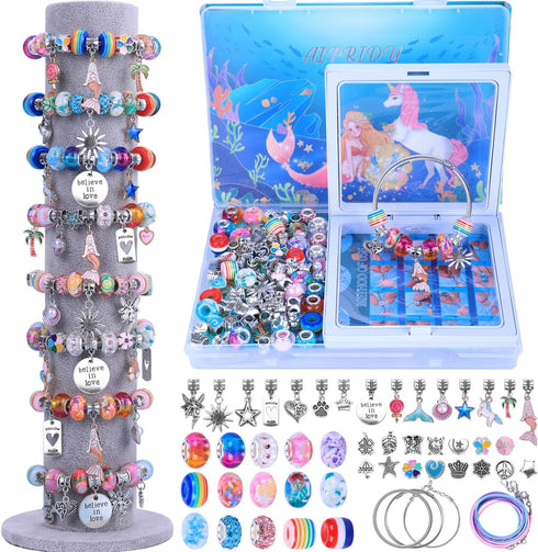 AIPRIDY Charm Bracelet Making Kit,Unicorn Mermaid Crafts Gifts Set Can Inspires Imagination and Creativity,Jewelry Making Kit Perfect Gifts for Gi...