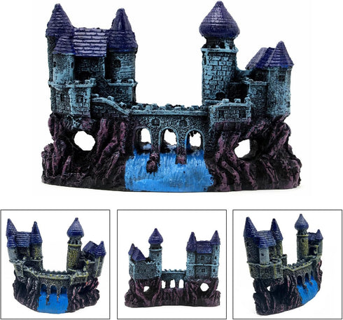 J-star Fish Tank Decorations, Aquarium Decorations Castle, Landscape Ornament Rock Resin Decoration, Safe for Freshwater and Saltwater - Blue Cast...