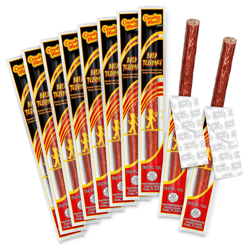 Country Meats, Meat Sticks, 0 Trans Fat, USDA Certified, Good Source of Protein, Carb Conscious Snack (10 Meat Sticks, Bold Teriyaki)...